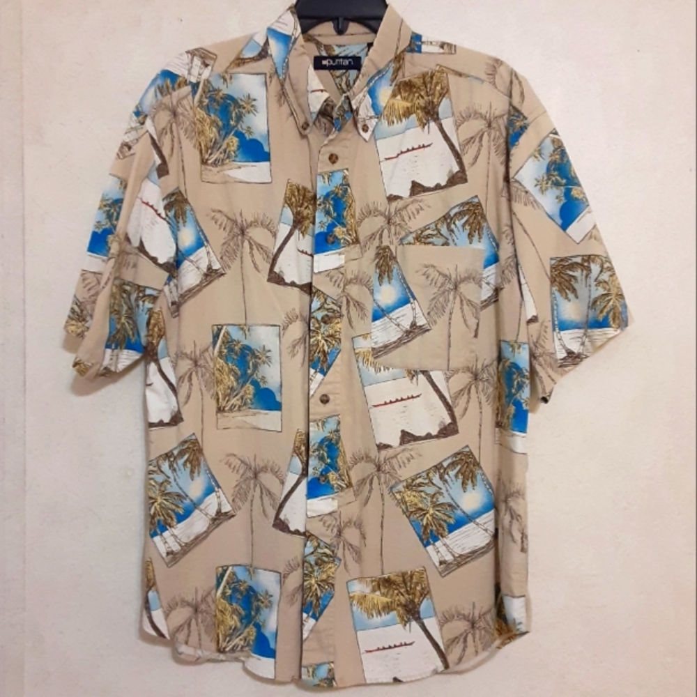SZ L PURITAN BUTTON FRONT SHIRT